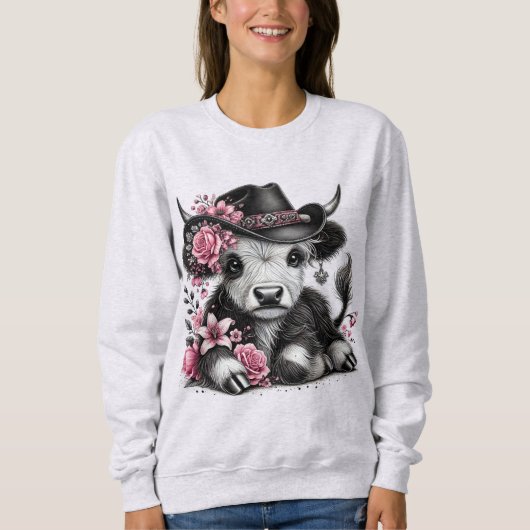 Höllenkuh mit Blumenhut Sweatshirt (Vorderseite)