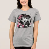 Höllenkuh mit Blumenhut Tri-Blend Shirt (Vorderseite)