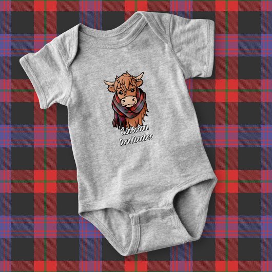 Höllenkuh mit braunem Tartan-Karpfen Baby Strampler