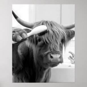 Höllenkuh mit Haarspülung Funny Friseur Poster