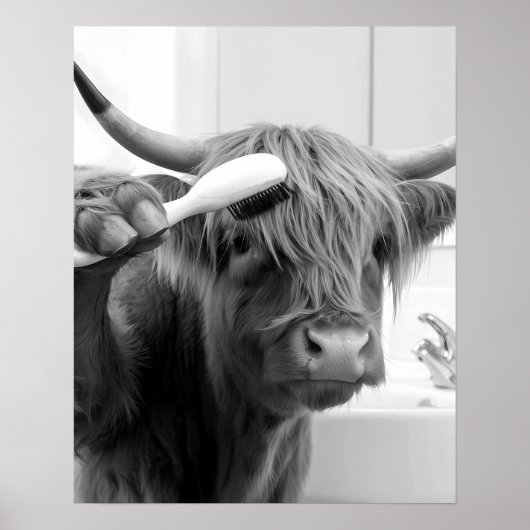 Höllenkuh mit Haarspülung Funny Friseur Poster (Vorne)