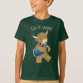 Höllenkuh und Bagpipe sagen, "Gie it Laldy!" T-Shirt (Vorderseite)