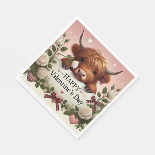 Höllenkuhwal mit weißen Rosen Serviette (Ecke)