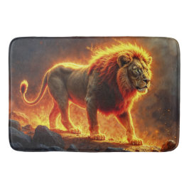 Höllenlandschaft der Feuerlöwen, die die Kunst des Badematte