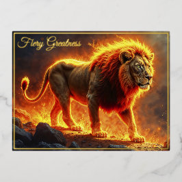 Höllenlandschaft der Feuerlöwen, die die Kunst des Folien Feiertagspostkarte