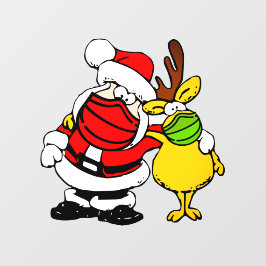 Holliday Santa Claus Reindeer Face Mask Pals Vinyl Fensteraufkleber