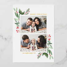 Hollies and Greenery Zwei Foto Frohe Weihnachten