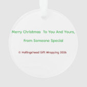 Hollingshead Gift Wrapping 2026 Christmas Ornament (Rückseite)