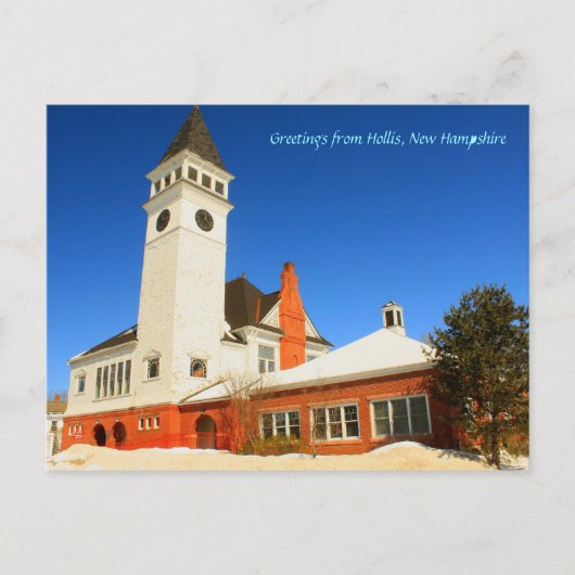 Hollis New Hampshire Town Hall Postkarte (Vorderseite)