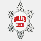 Hollis, Queens, NYC Schneeflocken Zinn-Ornament (Rechts)