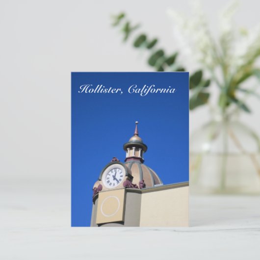 Hollister, CA-Uhrturm Postkarte (Stehend Vorderseite)