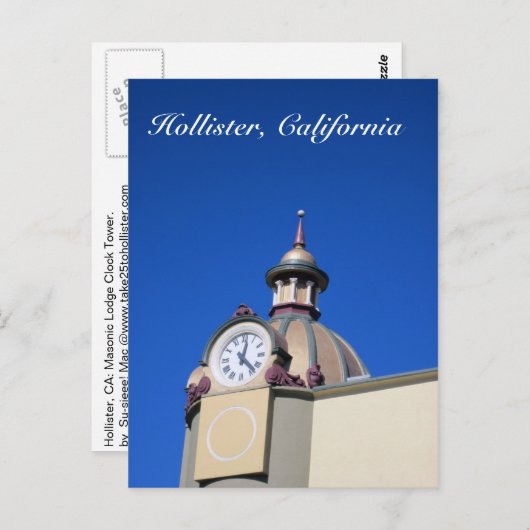 Hollister, CA-Uhrturm Postkarte (Vorne/Hinten)