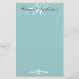 Hollister Monogram Pale Blue Feminine Personal Briefpapier