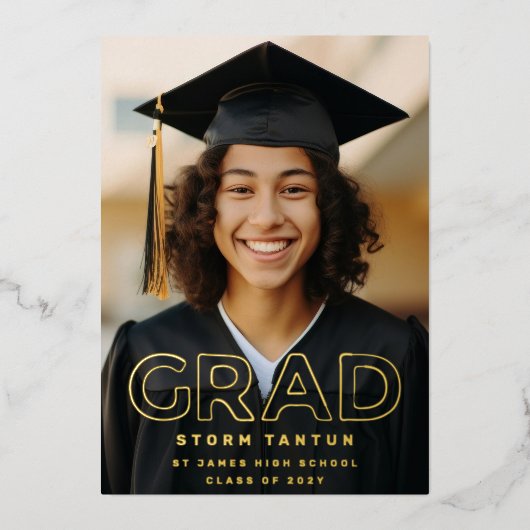 HOLLOW HIGH SCHOOL GRAD Gold Foil Ankündigung (Vorderseite)