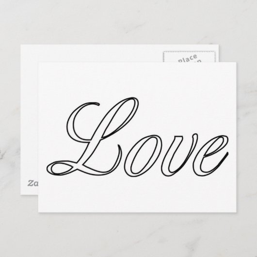 Hollow Script-Liebe Postkarte (Vorne/Hinten)