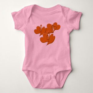 Hollow und Solid Orange Hearts Baby Strampler