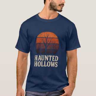 Hollows Retro-Sonnenuntergangs-Shirt, Gruseliger H T-Shirt