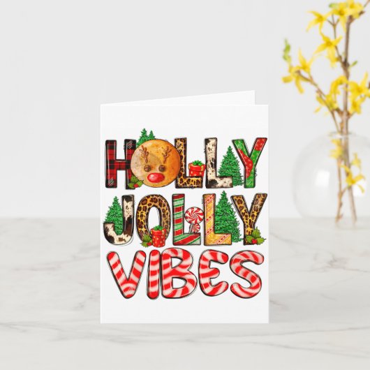 Holly A Jolly Vibes Reindeer Christmas Trees Light Karte (Gelbe Blume)