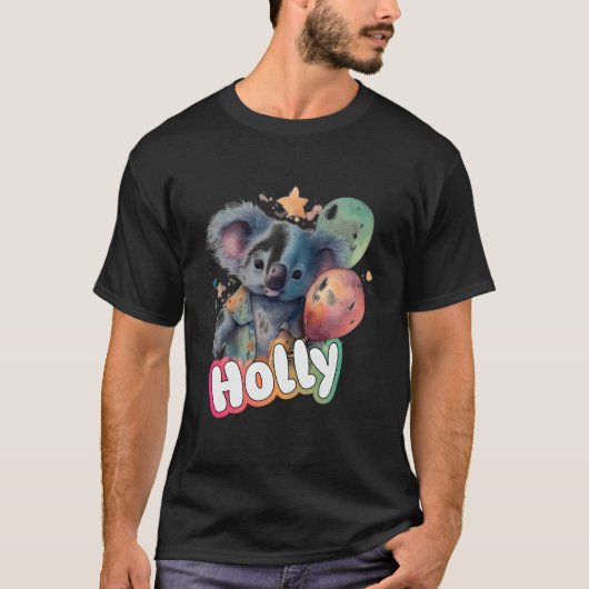 Holly - Adorable Mädchenname mit Niedlichem Koala T-Shirt (Vorderseite)