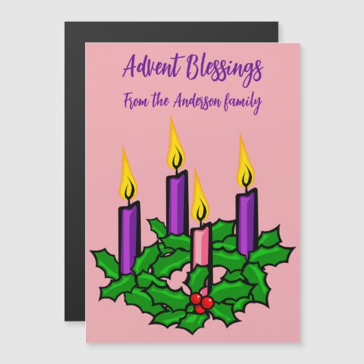Holly Advent Wreath Magneteinladung (Vorne/Hinten)