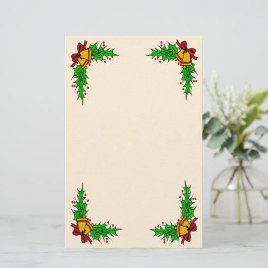 Holly and Bells Stationery Briefpapier (Stehend Vorderseite)