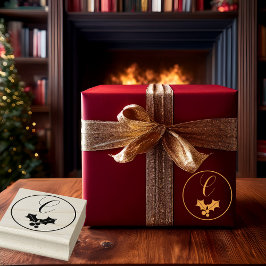 Holly and Berries Christmas Holiday Monogram Gummistempel