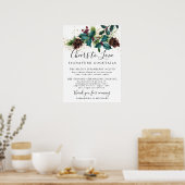 Holly and Berries Cocktails Hochzeit-Bar Poster (Küche)