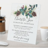 Holly and Berries Cocktails Hochzeit-Bar Sockelschild (In Situ)