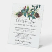 Holly and Berries Cocktails Hochzeit-Bar Sockelschild (Vorderseite)