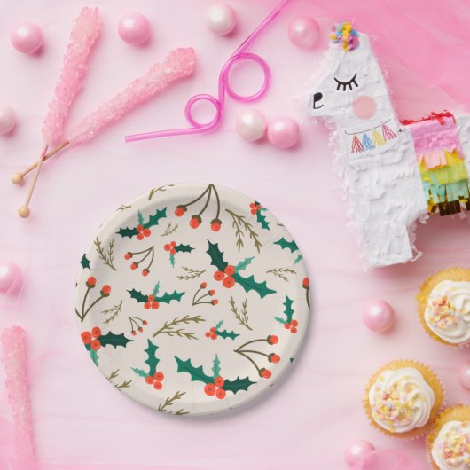 Holly and Berries Feiertag Pappteller (Party)
