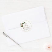 Holly and Berries Frohe Weihnachts Gold Hive Apiar Runder Aufkleber (Umschlag)