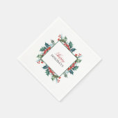 Holly and Berries Happy Holidays Serviette (Ecke)