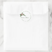 Holly and Berries Holiday Green Red Address Label Runder Aufkleber (Tasche)