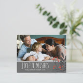 Holly and Berries Joyful Wünsche Weihnachten Foto (Stehend Vorderseite)