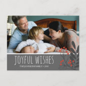 Holly and Berries Joyful Wünsche Weihnachten Foto (Vorderseite)