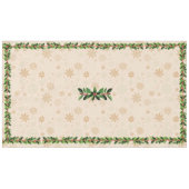 Holly and Berries on Gold Snowflake Tischdecke (Vorderseite (Horizontal))