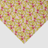 Holly and Berries on Pink Festive Whimsy Christmas Seidenpapier (Ausschnitt)