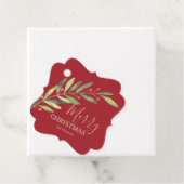 Holly and Berries on Red Merry Christmas Bracket Geschenkanhänger (Beispiel)
