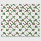 Holly and Berries On White Geschenkpapier (Flach)