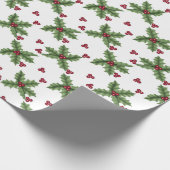 Holly and Berries On White Geschenkpapier (Ecke)