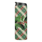 Holly and Berries on White N Green Christmas Karie Thermosbecher (Nach rechts gedreht)