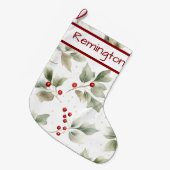 Holly and Berries Pattern zu Weihnachten Strümpfen Großer Weihnachtsstrumpf (Vorderansicht (hängend))