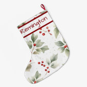 Holly and Berries Pattern zu Weihnachten Strümpfen Großer Weihnachtsstrumpf (Rückseite (Hängend))