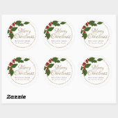 Holly and Berries Personalized Merry Christmas  Runder Aufkleber (Blatt)
