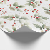 Holly and Berries Watercolor Geschenkpapier (Ecke)