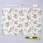 Holly and Berries Watercolor Seidenpapier (Handwerk)