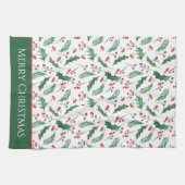 Holly and Berry Christmas Pattern Geschirrtuch (Horizontal)
