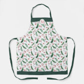 Holly and Berry Christmas Pattern Monogram Schürze (Vorderseite)