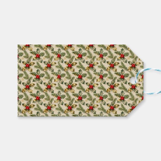 Holly and Evergreens Geschenkanhänger (Vorderseite (Horizontal))