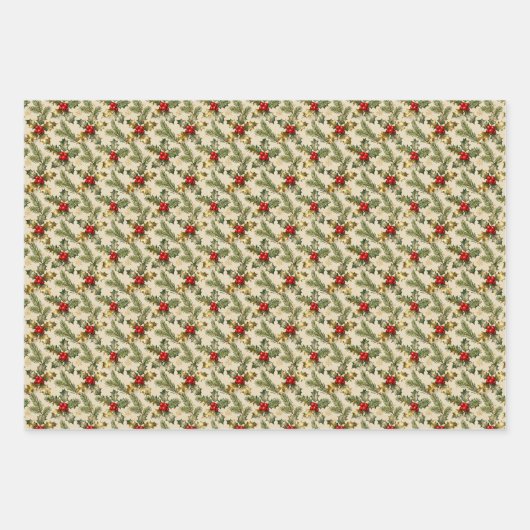 Holly and Evergreens Geschenkpapier Set (Vorderseite 3)